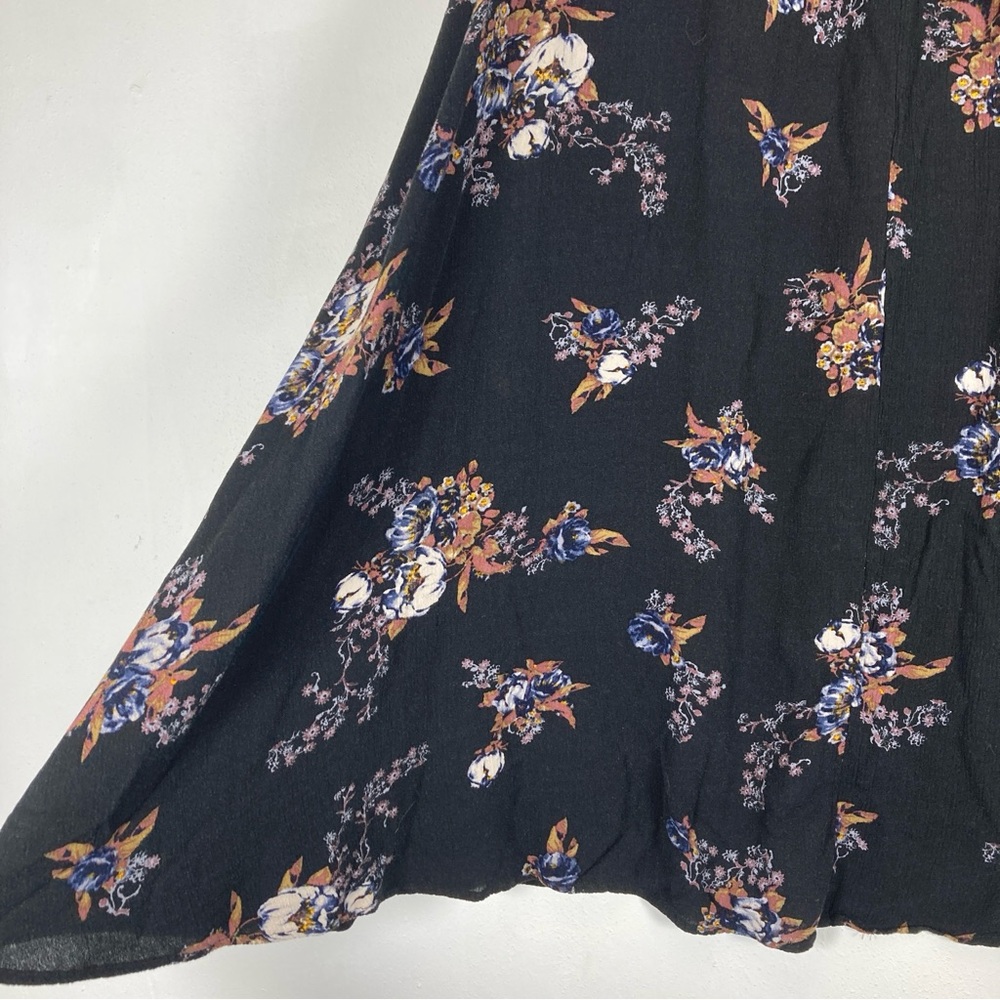 Free People Mini Dress Womens M Black Sleeveles Trapeze Floral Swing Boho - Picture 4 of 14